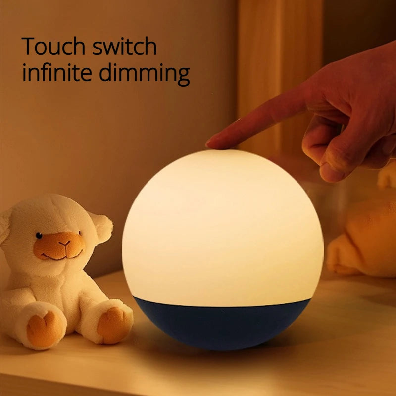 LED Ball Night Light Rechargeable Bedhead Lighting Desk Lamp Companion To Sleep Bedroom Living Room Decoration Atmosphere Light