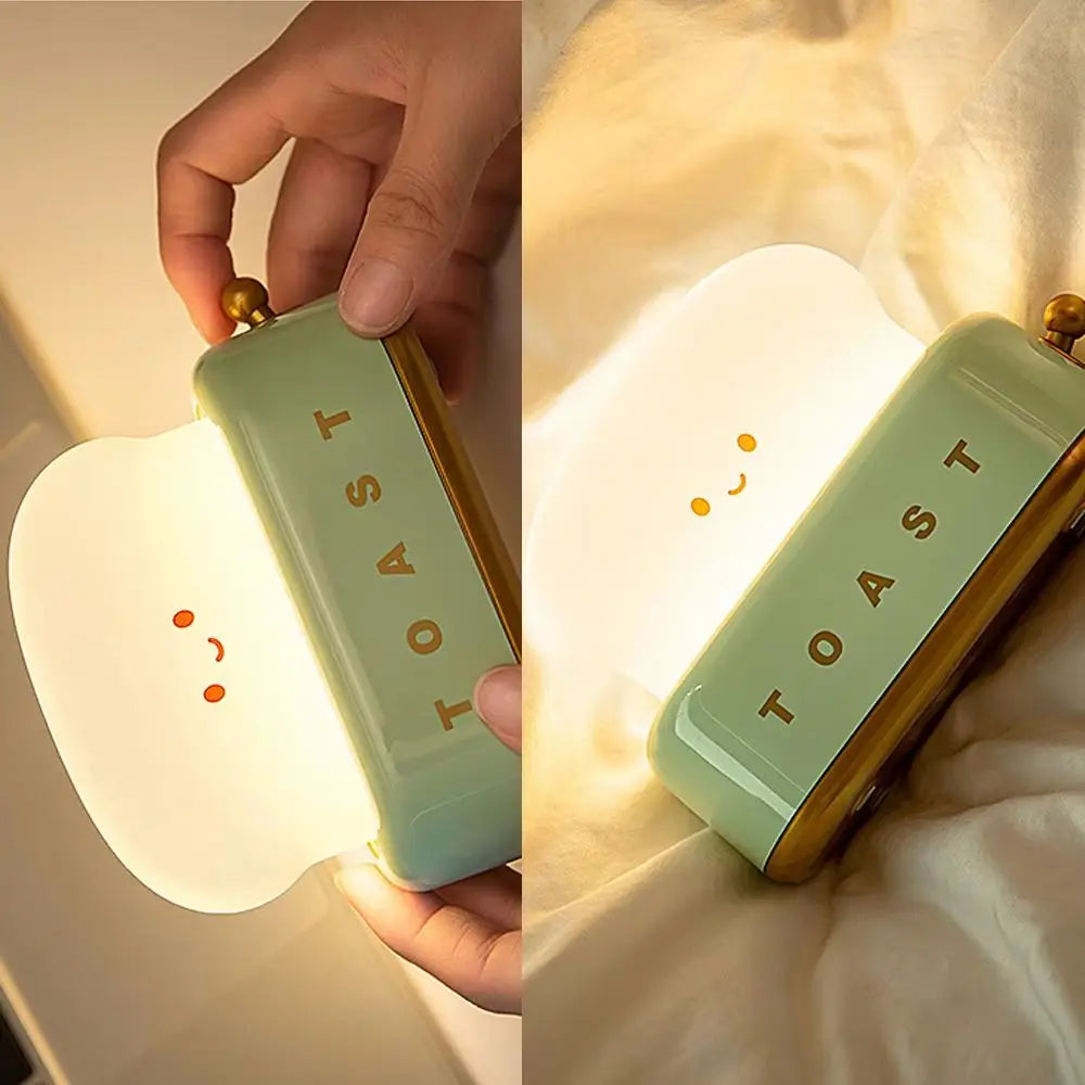 Cute Toast Bread Shape Night Lights USB-C Rechargeable LED Lights for Bedroom Living Room Desk Decorations Gift