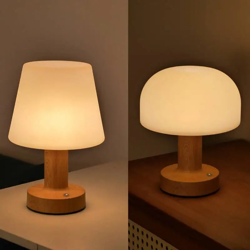 LED Table Lamp Modern Mushroom Style USB Rechargeable Retro Touch Control Stepless Dimming Night Light Home Decor Warm Ornament